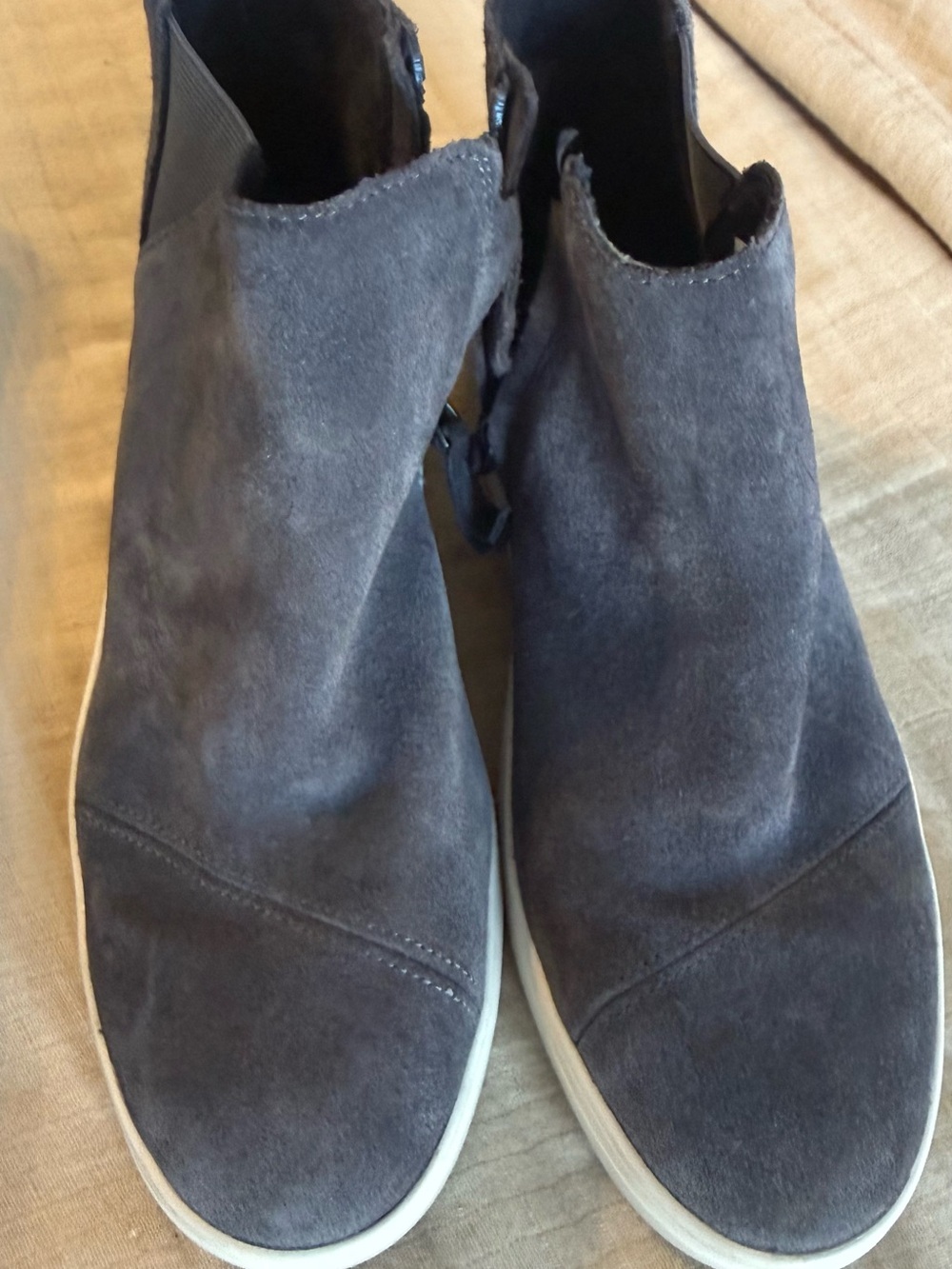 Toms Dark Gray Suede Ankle Booties